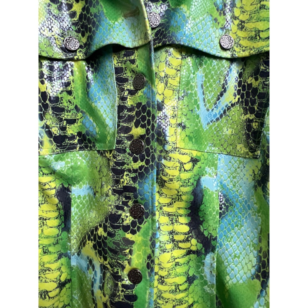 Renfrew Womens Green Snakeskin Print Cropped Jacket XS USA Bold Edgy Eclectic - Picture 8 of 9